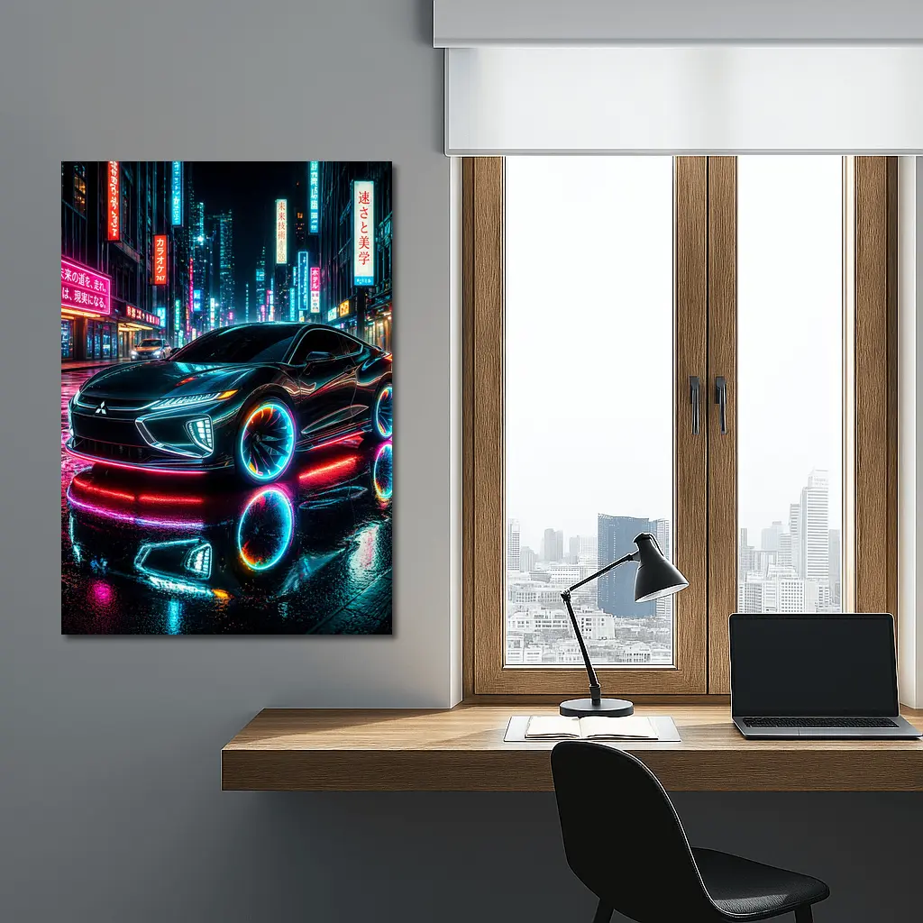 Mitsubishi Eclipse Neon Lights Tokyo Night – Wall Art