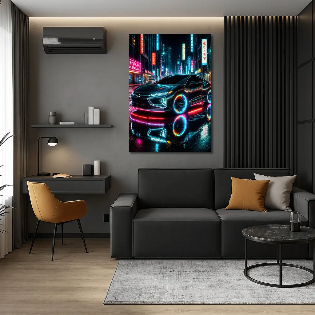 Mitsubishi Eclipse Neon Lights Tokyo Night – Wall Art