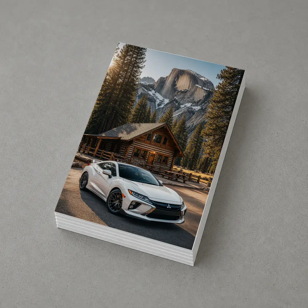 Mitsubishi Eclipse White Car Mountain Cabin – Postcards