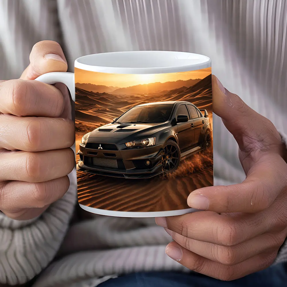 Mitsubishi Lancer Evolution Black Desert Sunset – Mugs