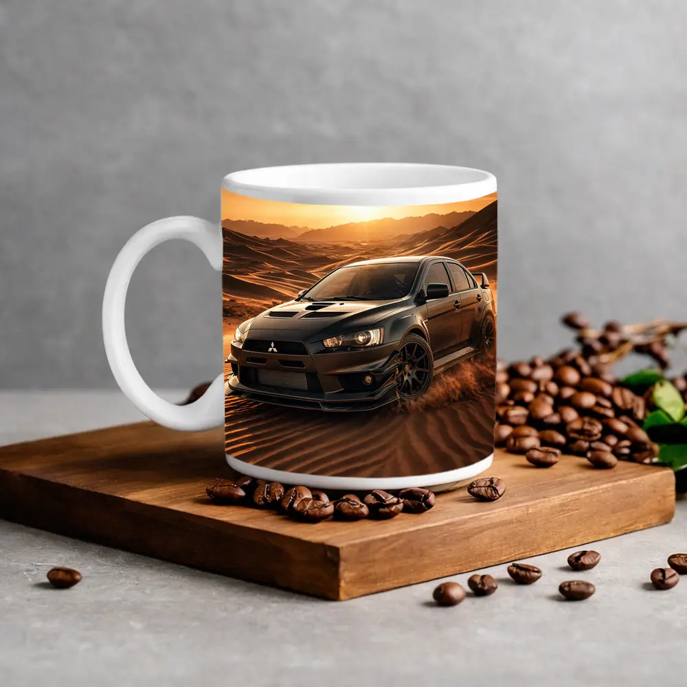 Mitsubishi Lancer Evolution Black Desert Sunset – Mugs