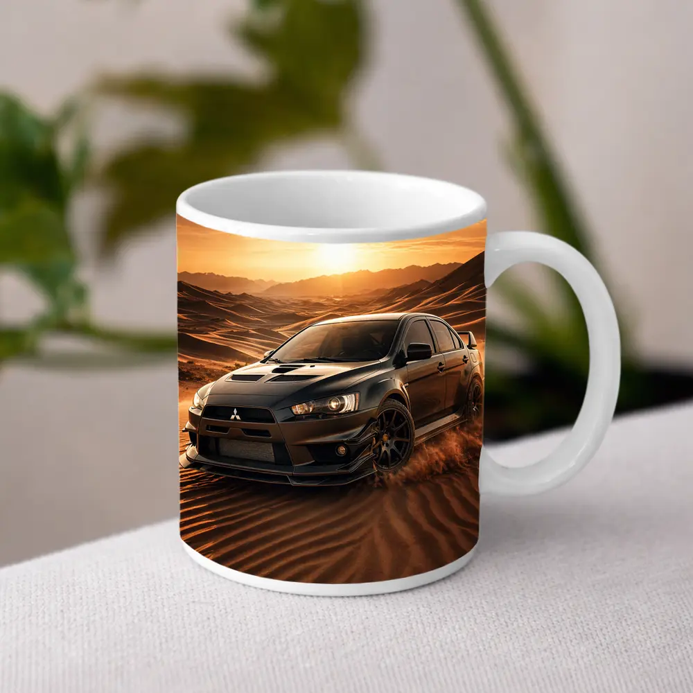 Mitsubishi Lancer Evolution Black Desert Sunset – Mugs