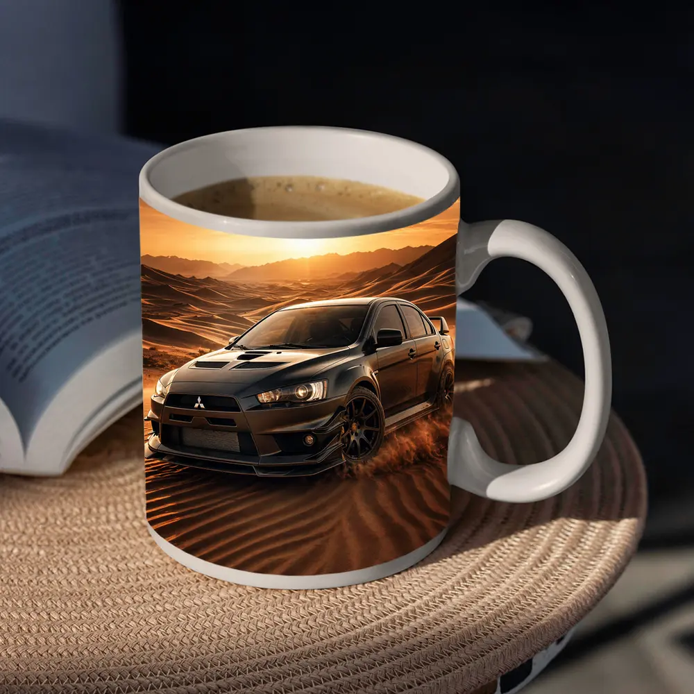 Mitsubishi Lancer Evolution Black Desert Sunset – Mugs