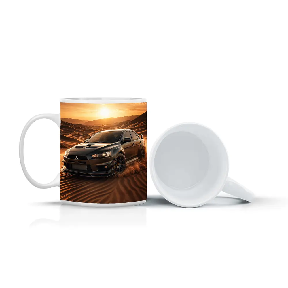 Mitsubishi Lancer Evolution Black Desert Sunset – Mugs