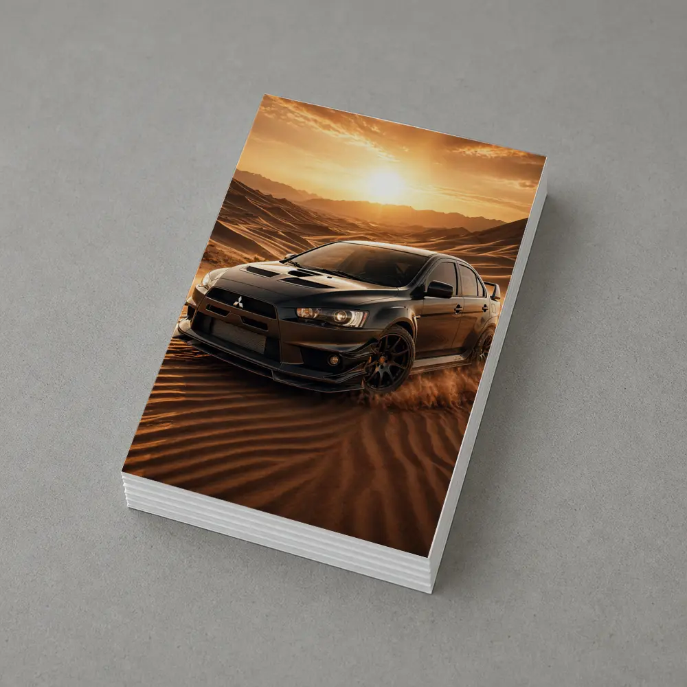 Mitsubishi Lancer Evolution Black Desert Sunset – Postcards
