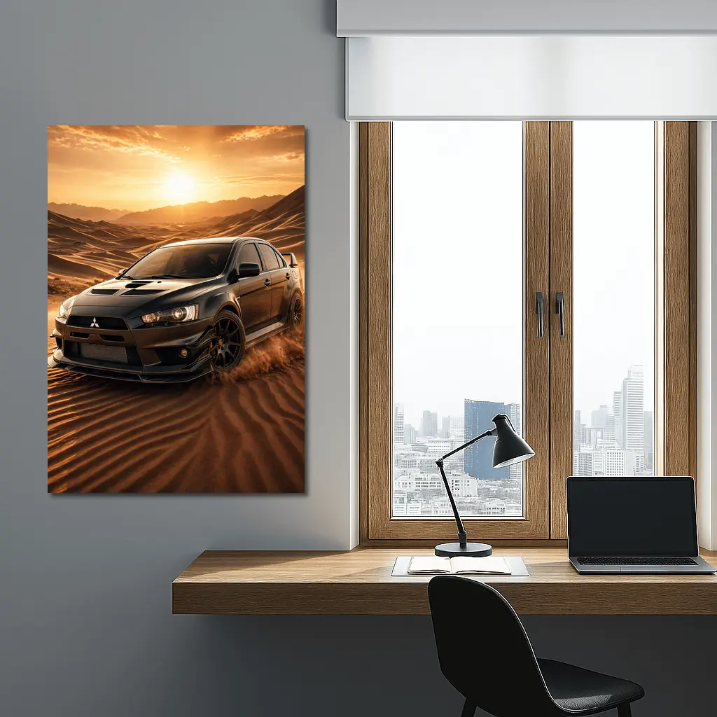 Mitsubishi Lancer Evolution Black Desert Sunset – Wall Art