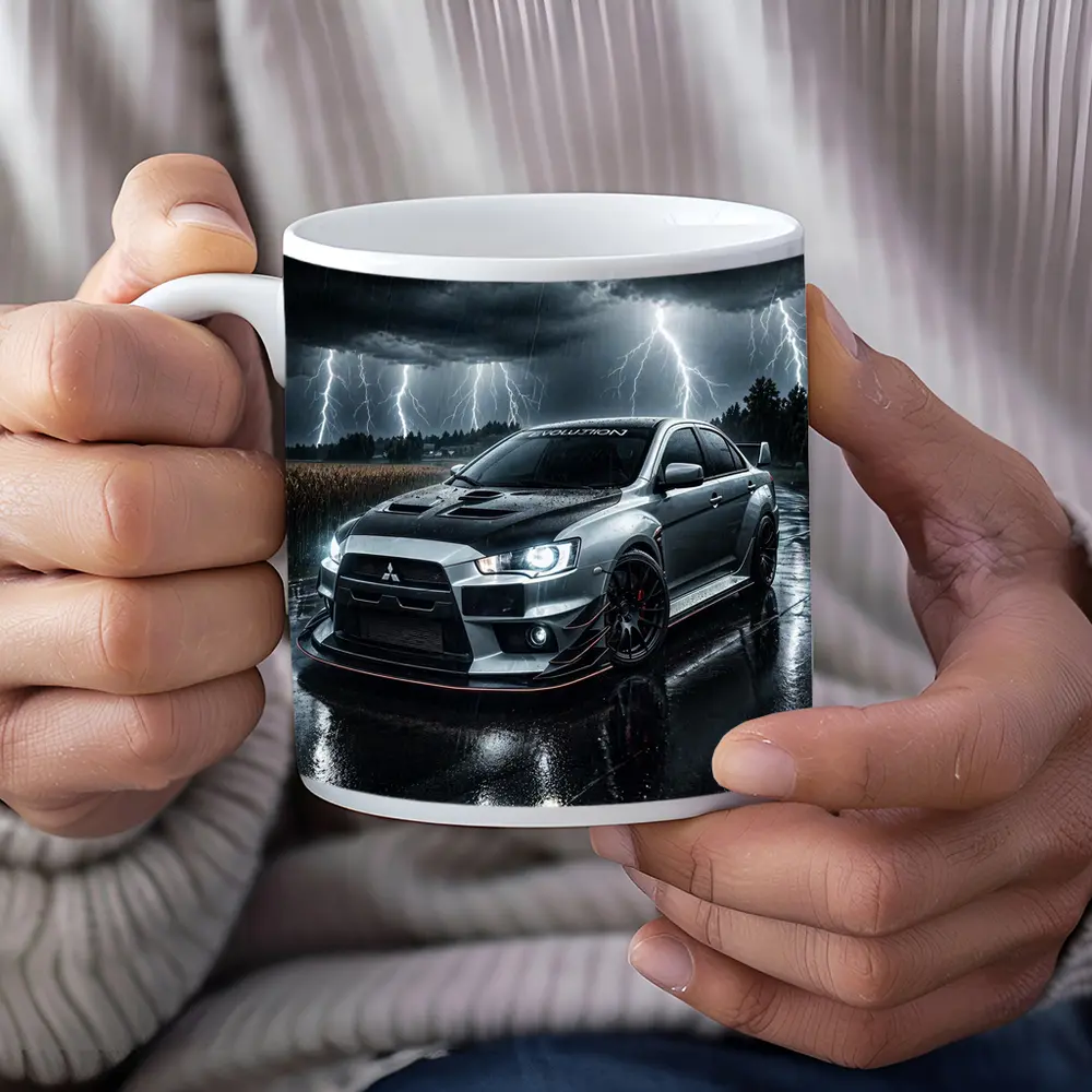 Mitsubishi Lancer Evolution Stormy Night Rain – Mugs