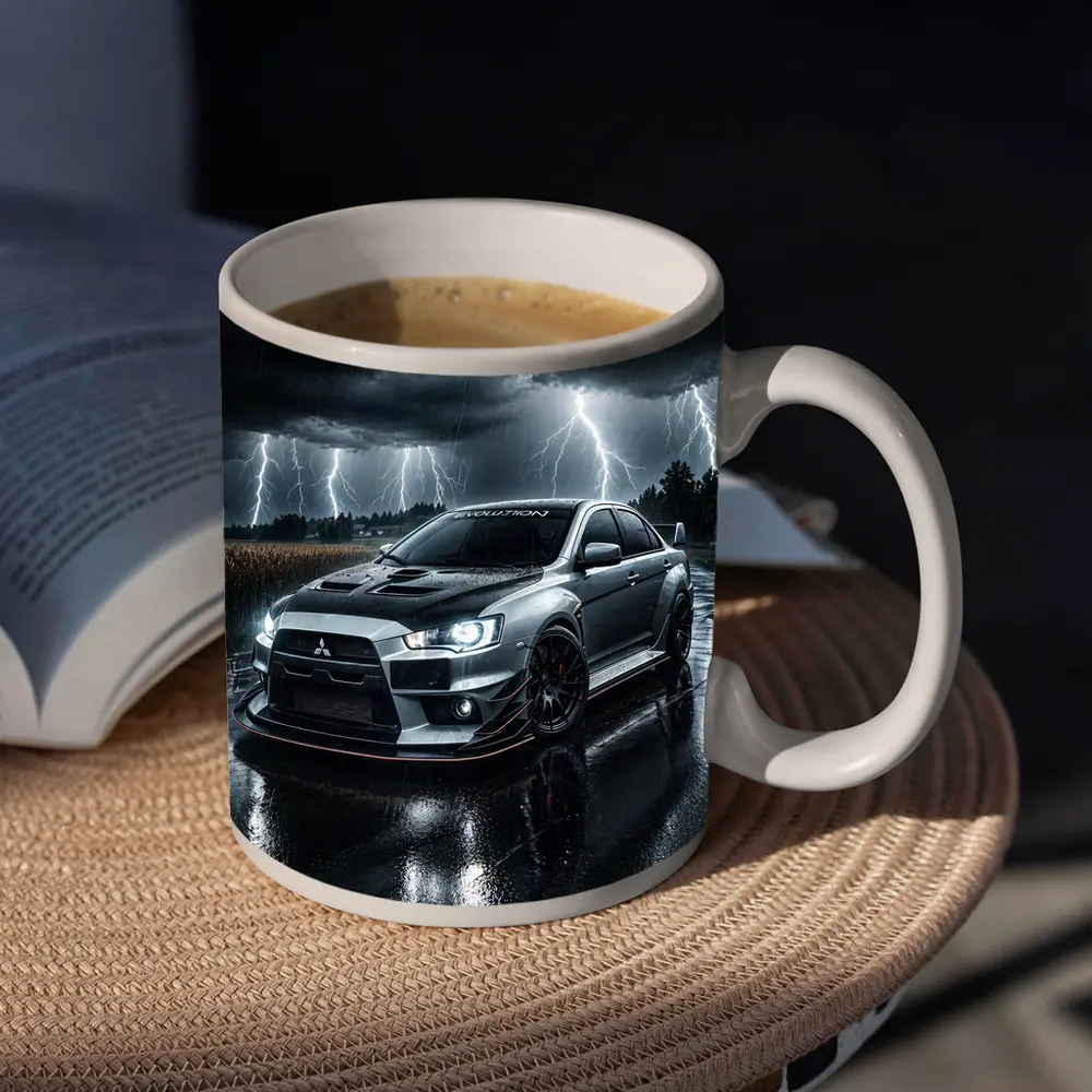 Mitsubishi Lancer Evolution Stormy Night Rain – Mugs