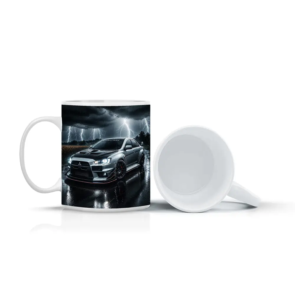 Mitsubishi Lancer Evolution Stormy Night Rain – Mugs
