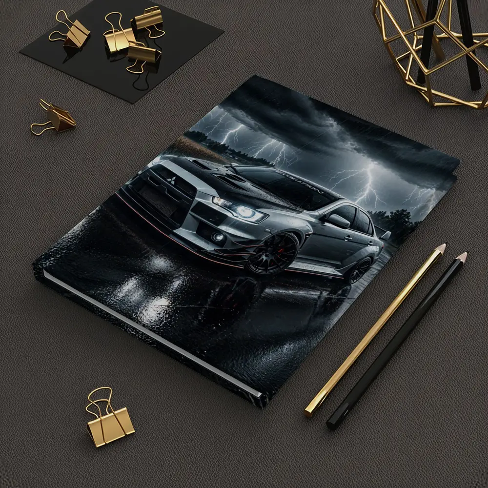 Mitsubishi Lancer Evolution Stormy Night Rain – Notebooks