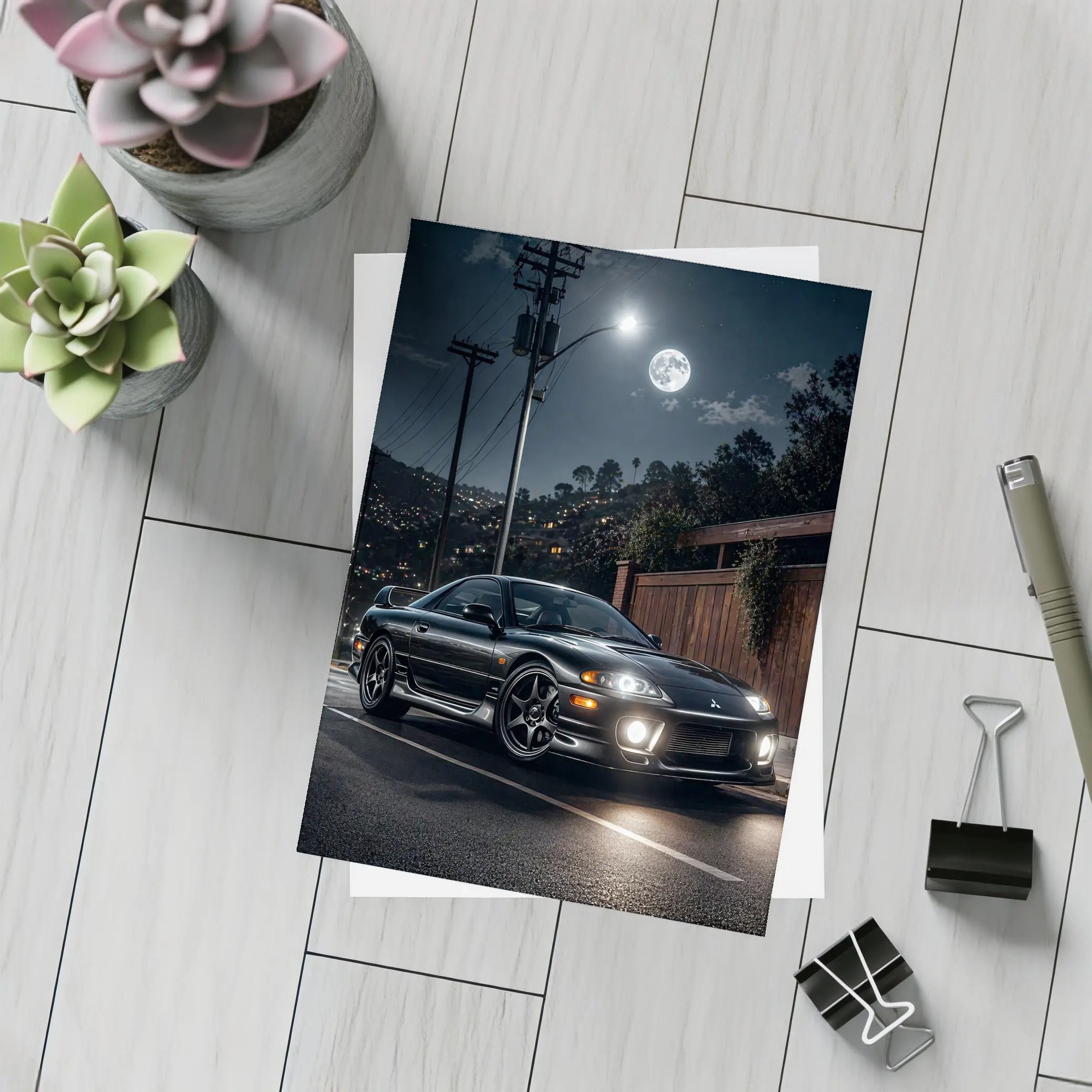 Mitsubishi GTO Night Street Full Moon – Postcards