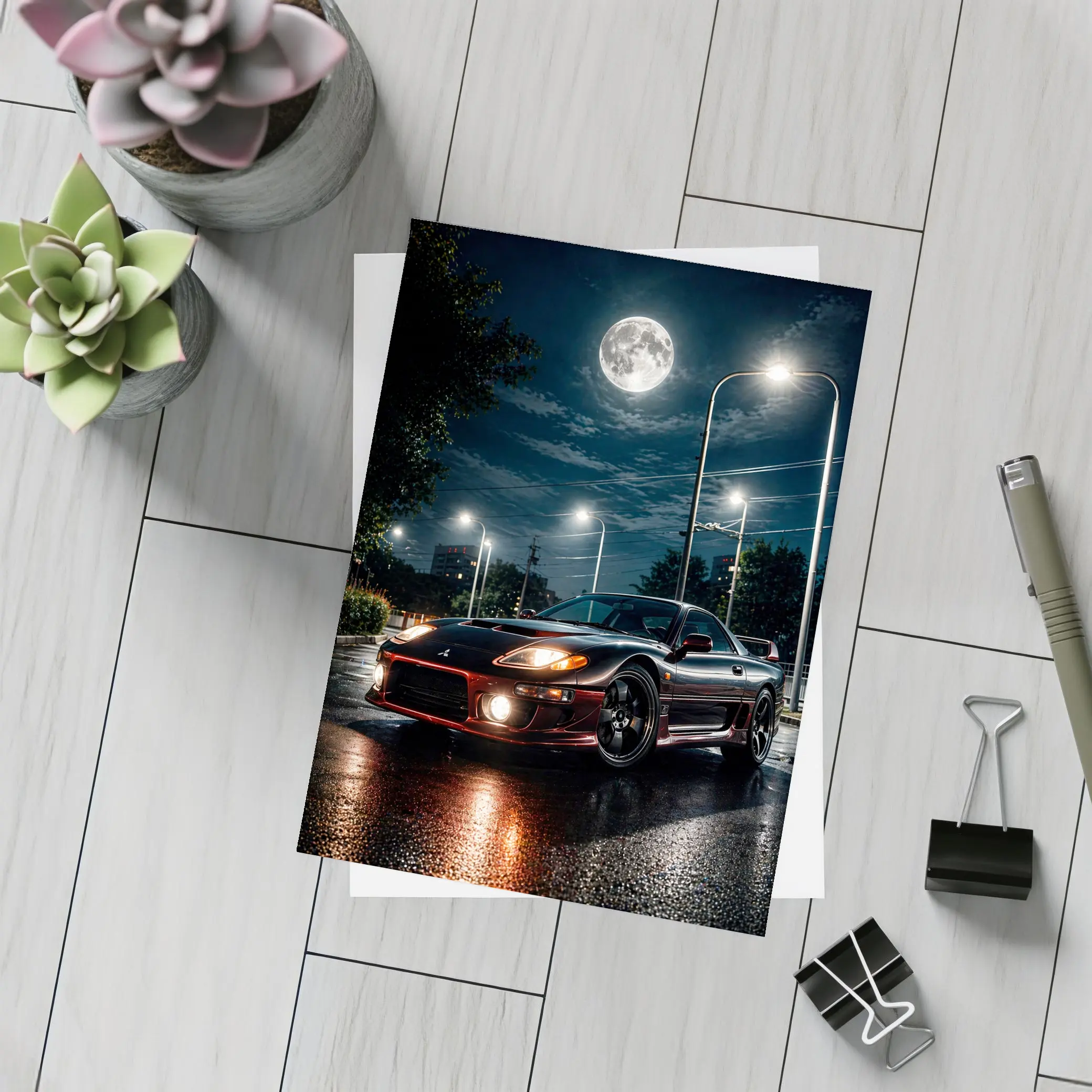 Mitsubishi 3000GT Black Night Moon Street – Postcards