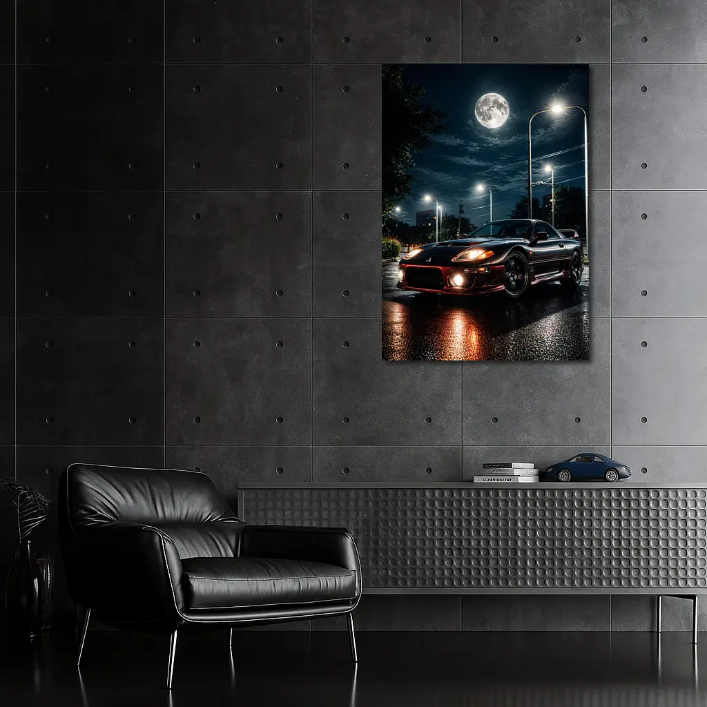Mitsubishi 3000GT Black Night Moon Street – Wall Art