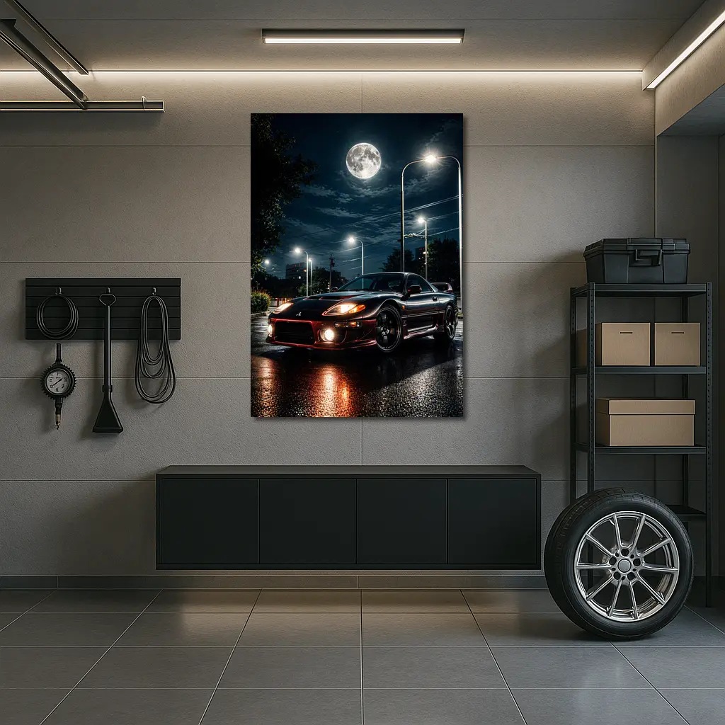 Mitsubishi 3000GT Black Night Moon Street – Wall Art