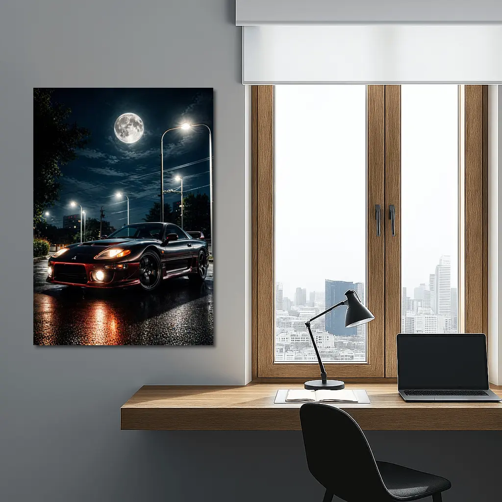 Mitsubishi 3000GT Black Night Moon Street – Wall Art
