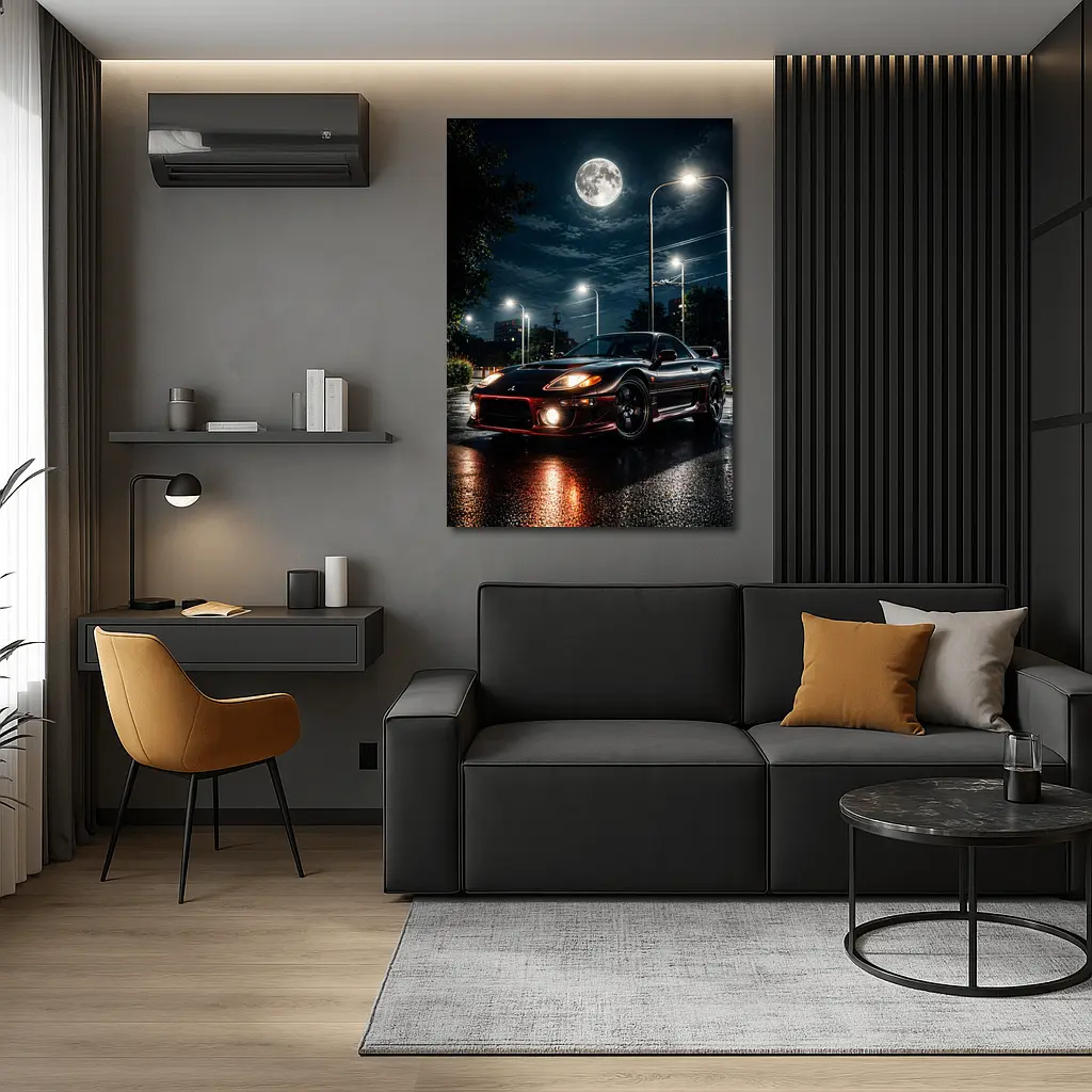 Mitsubishi 3000GT Black Night Moon Street – Wall Art