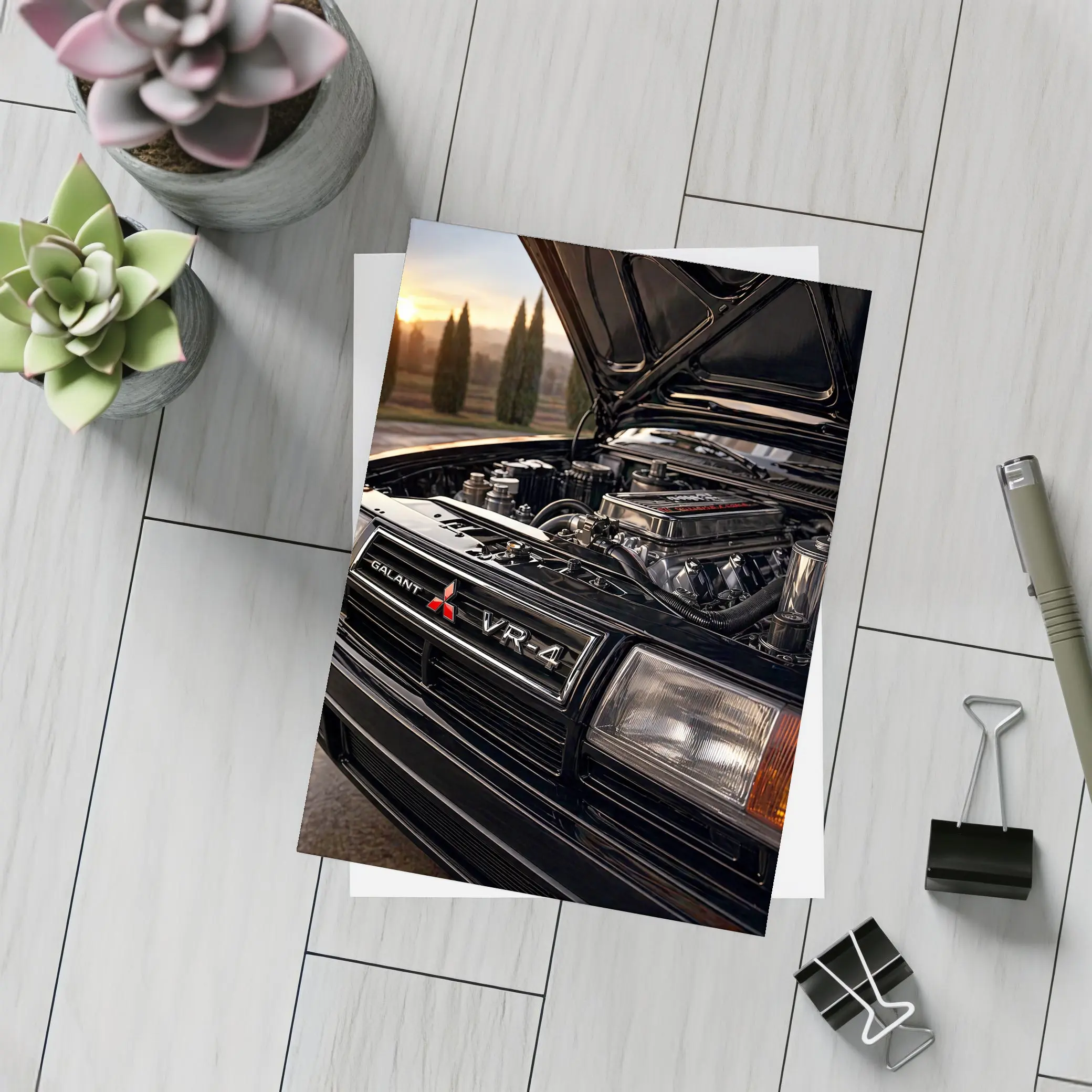 Mitsubishi Galant VR4 Engine Bay Sunset – Postcards