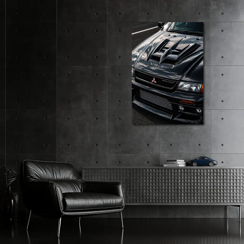 Mitsubishi Galant VR4 Black Hood Close Up – Wall Art