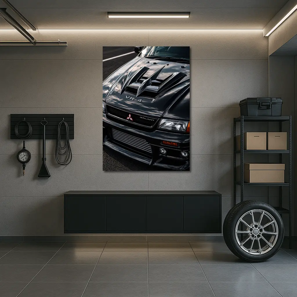 Mitsubishi Galant VR4 Black Hood Close Up – Wall Art