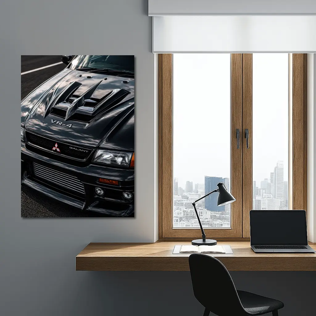 Mitsubishi Galant VR4 Black Hood Close Up – Wall Art
