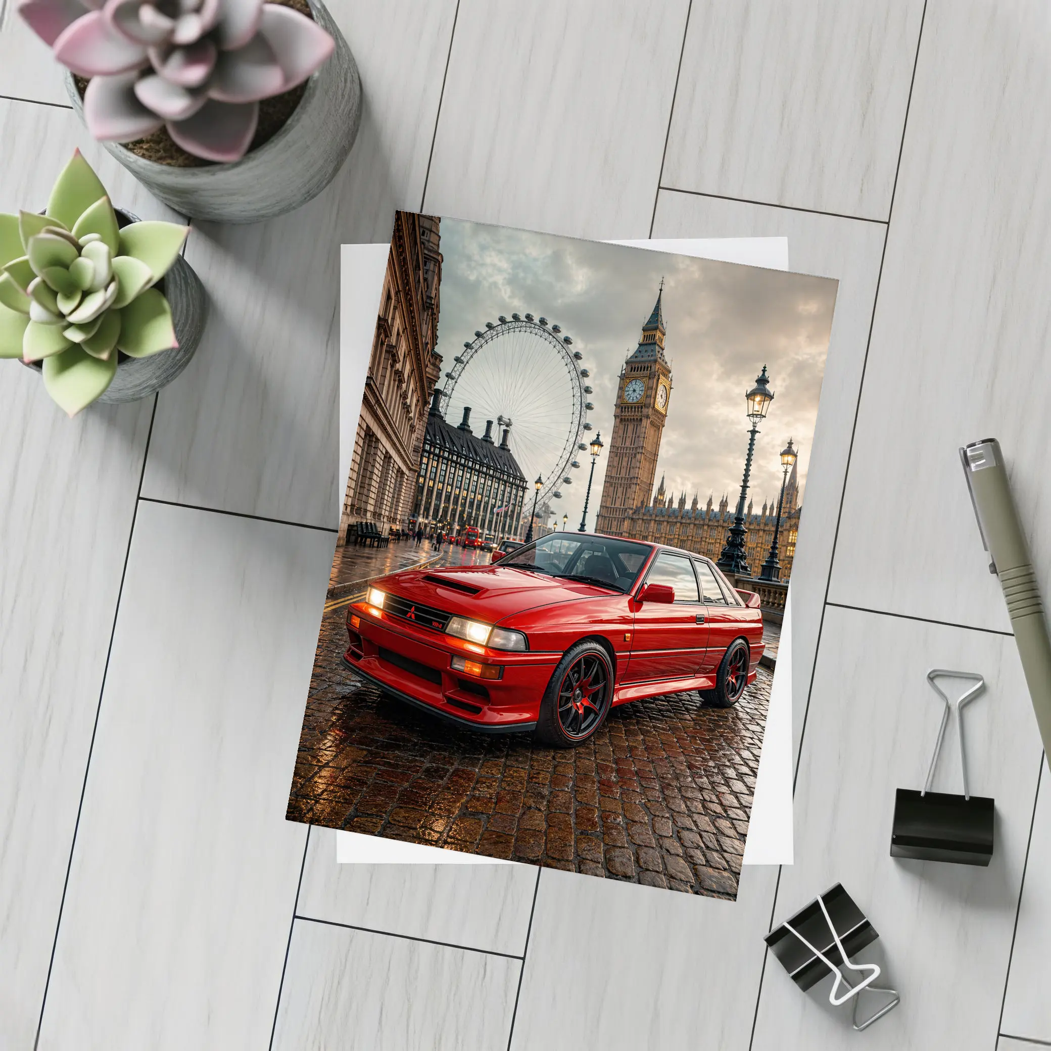 Mitsubishi Galant VR4 Red London Street – Postcards