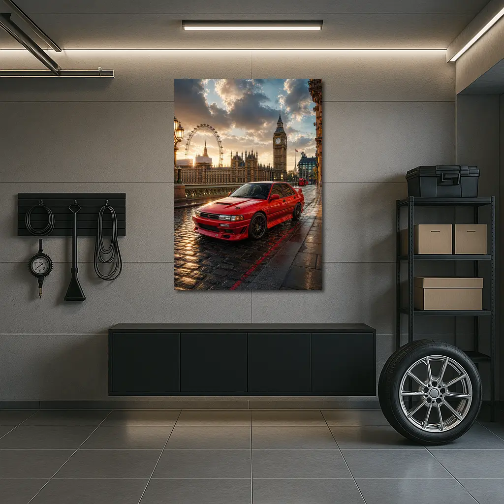Mitsubishi Galant VR4 Red London Sunset – Wall Art