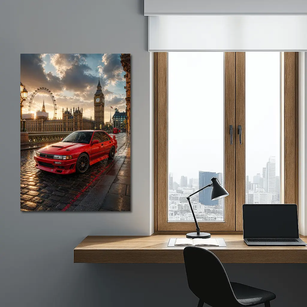 Mitsubishi Galant VR4 Red London Sunset – Wall Art