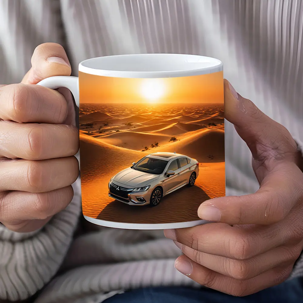 Mitsubishi Galant Silver Sedan Desert Sunset – Mugs