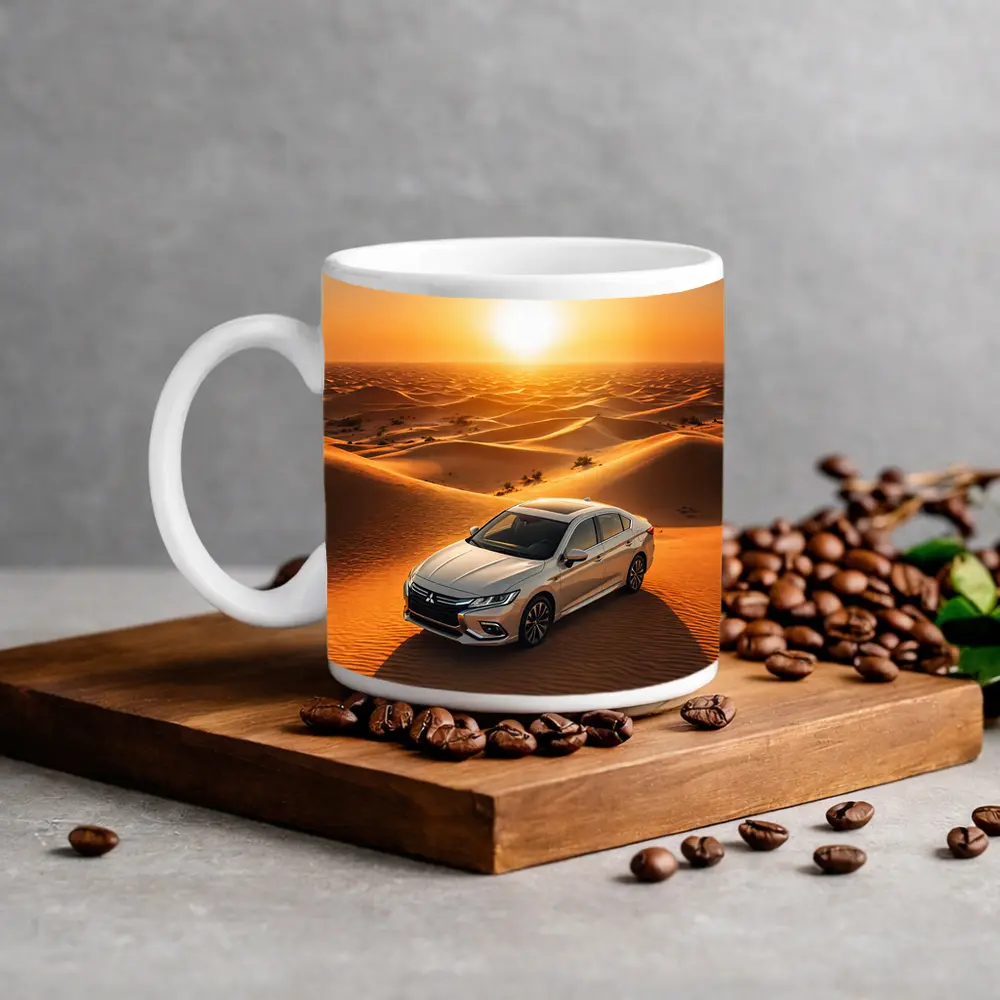 Mitsubishi Galant Silver Sedan Desert Sunset – Mugs