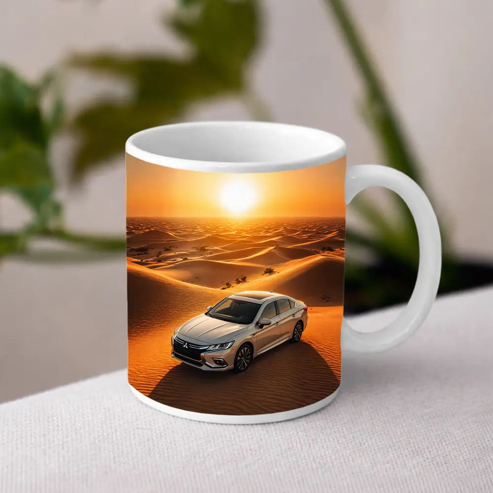 Mitsubishi Galant Silver Sedan Desert Sunset – Mugs