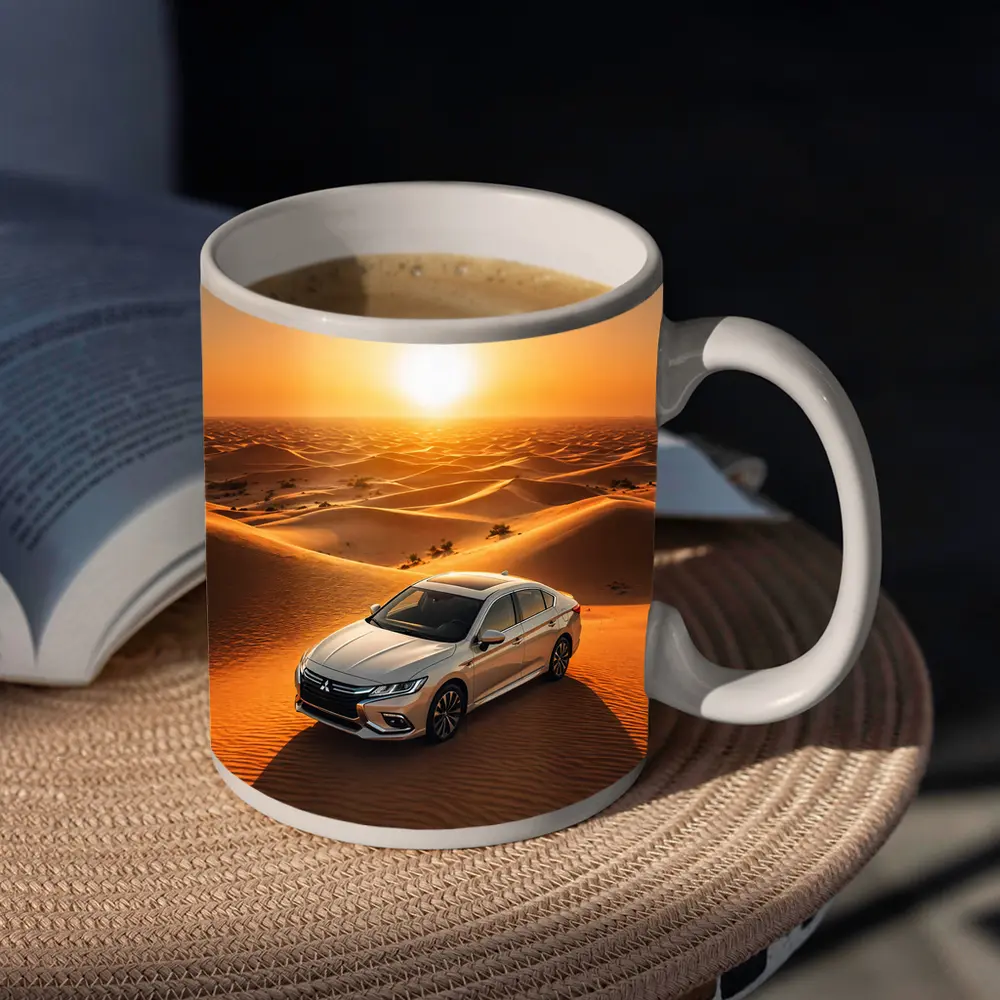 Mitsubishi Galant Silver Sedan Desert Sunset – Mugs