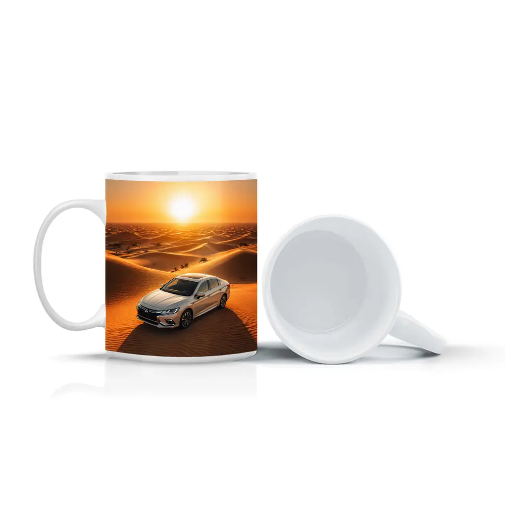 Mitsubishi Galant Silver Sedan Desert Sunset – Mugs