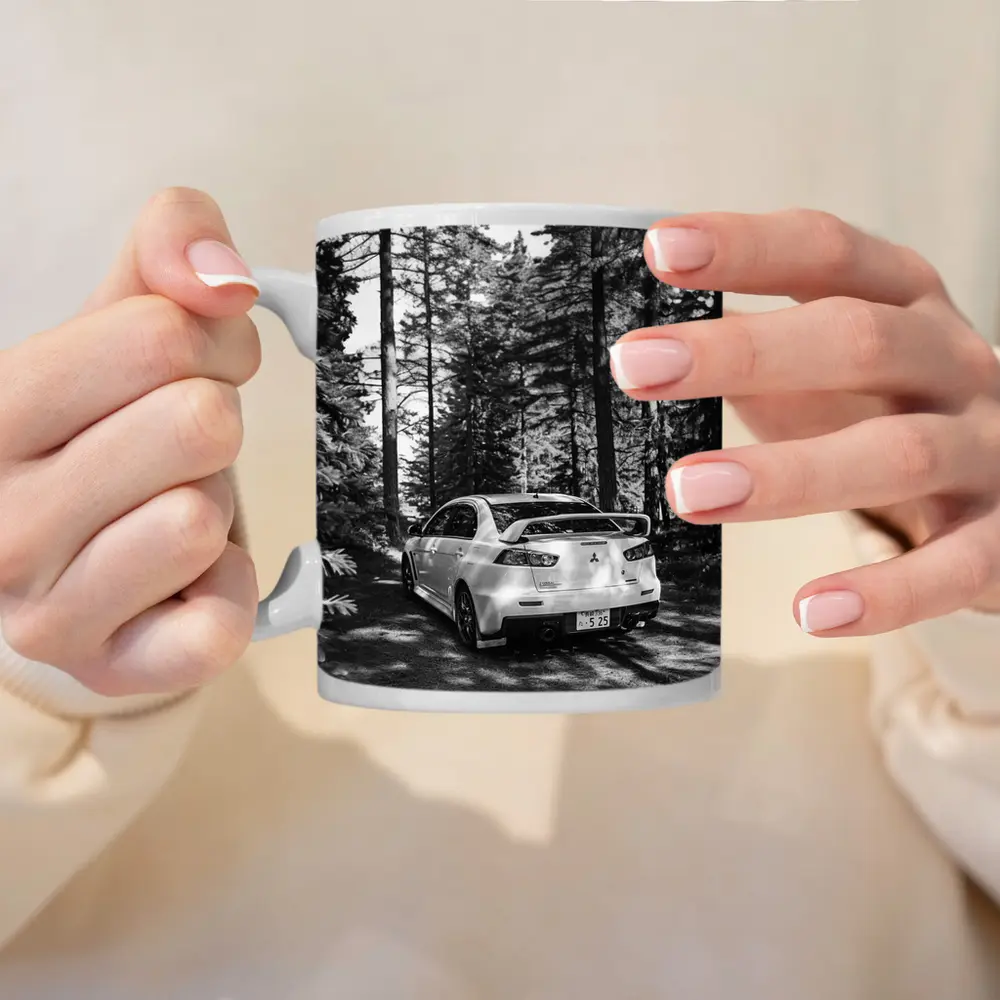 Mitsubishi Lancer Evo Forest Black White – Mugs