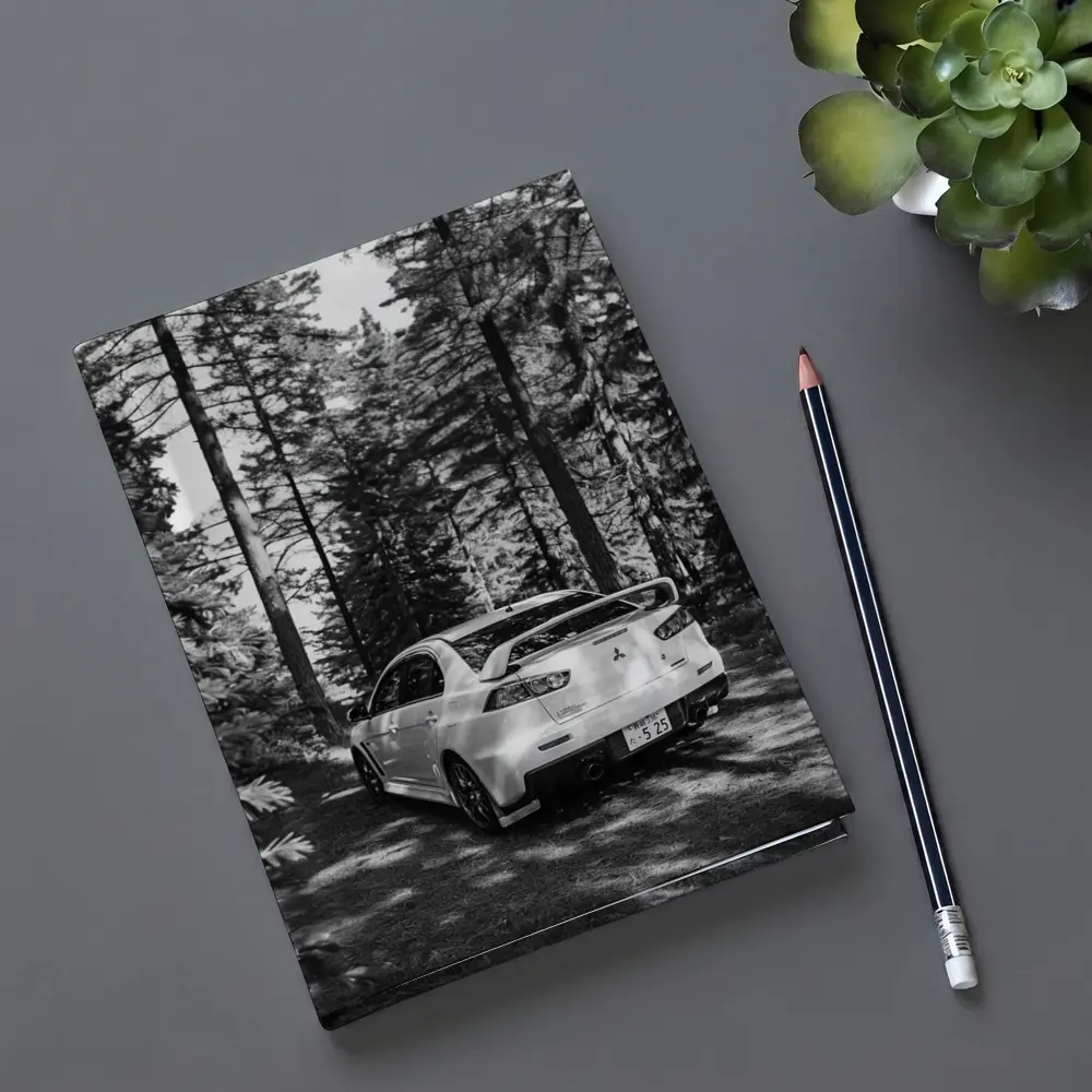 Mitsubishi Lancer Evo Forest Black White – Notebooks