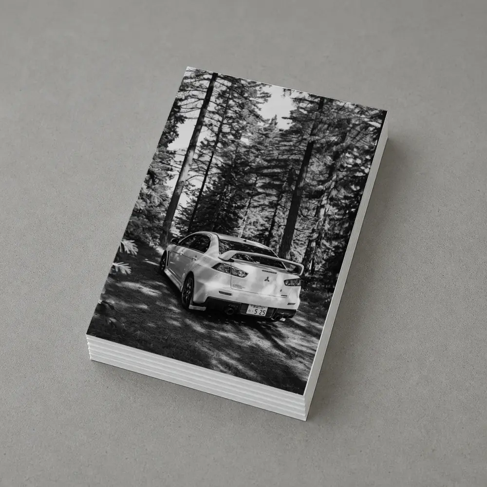 Mitsubishi Lancer Evo Forest Black White – Postcards
