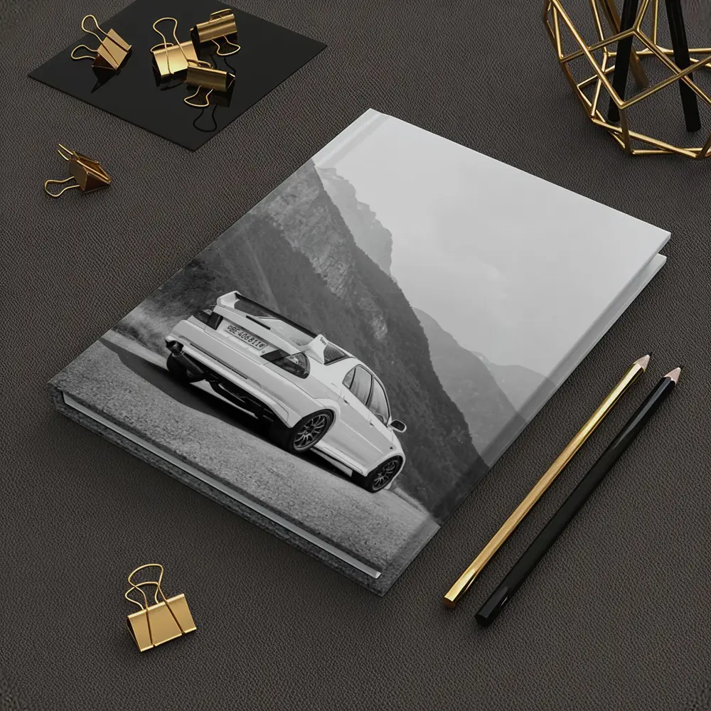 Mitsubishi Lancer Evolution Mountain Road Black White – Notebooks