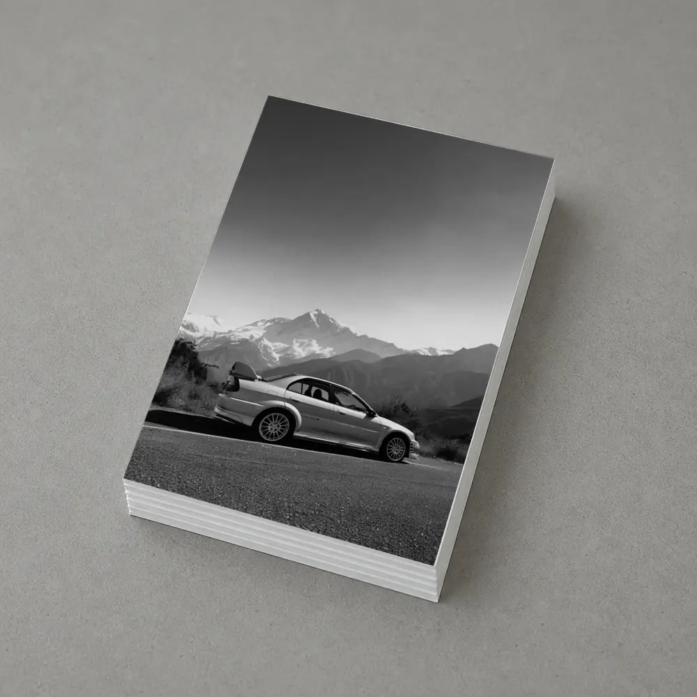 Mitsubishi Lancer Evolution Black White Mountains – Postcards