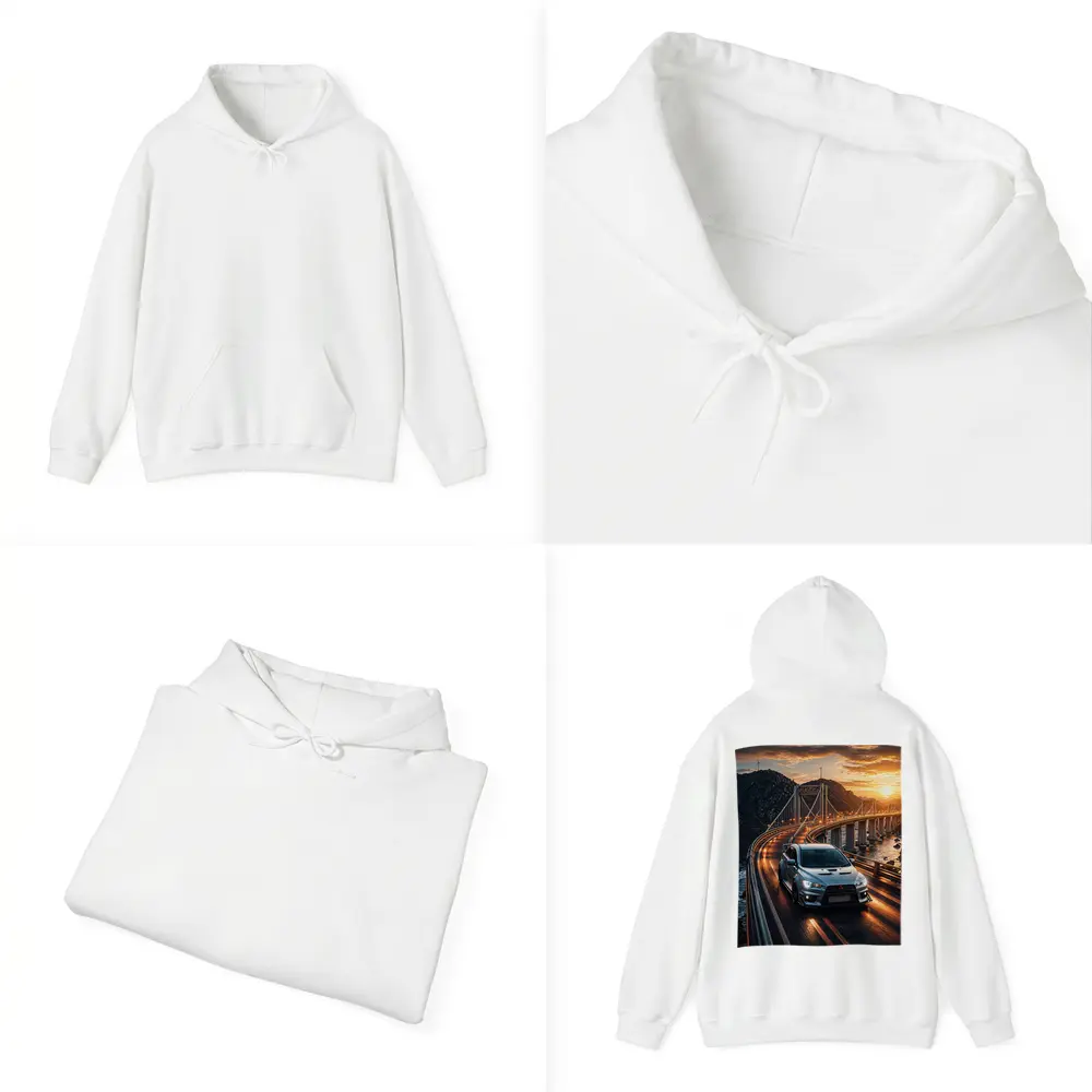 Mitsubishi Lancer Evolution Bridge Sunset Drive – Hoodies