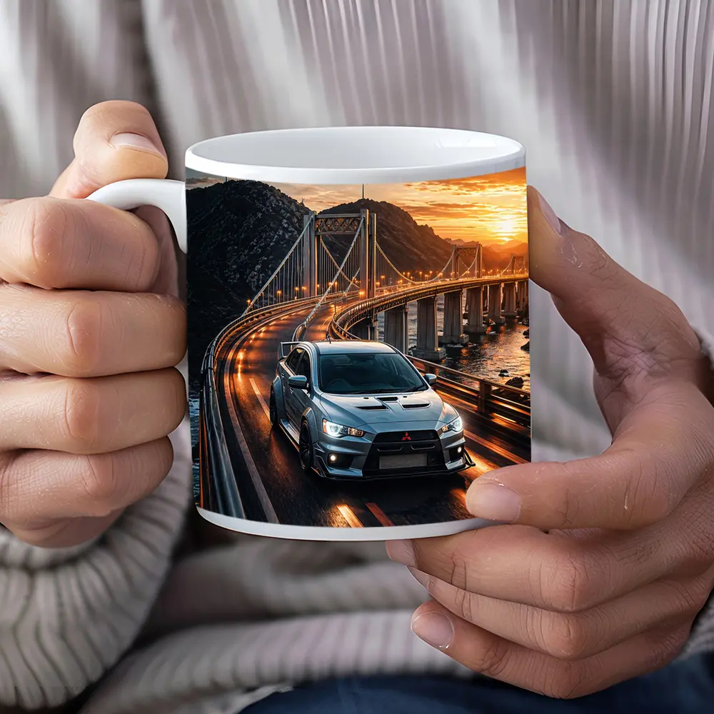 Mitsubishi Lancer Evolution Bridge Sunset Drive – Mugs