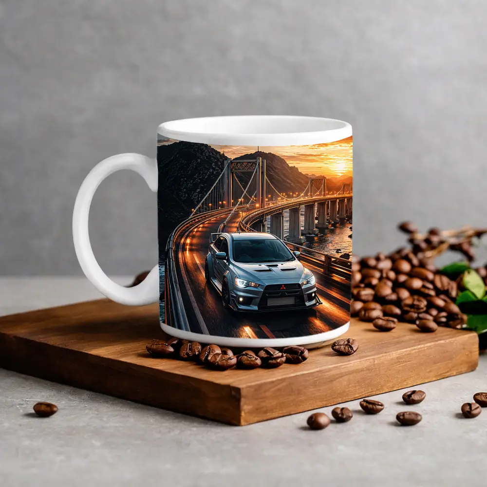 Mitsubishi Lancer Evolution Bridge Sunset Drive – Mugs