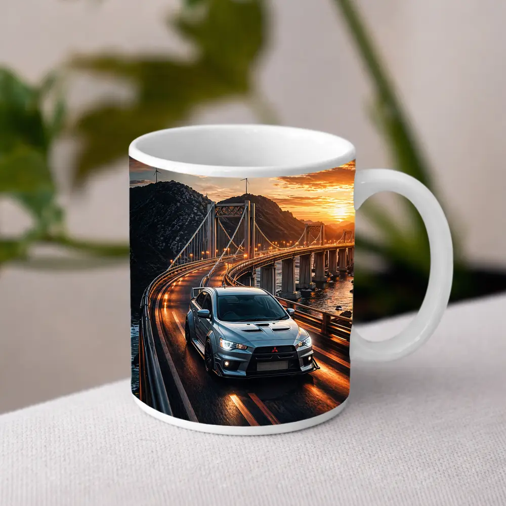 Mitsubishi Lancer Evolution Bridge Sunset Drive – Mugs