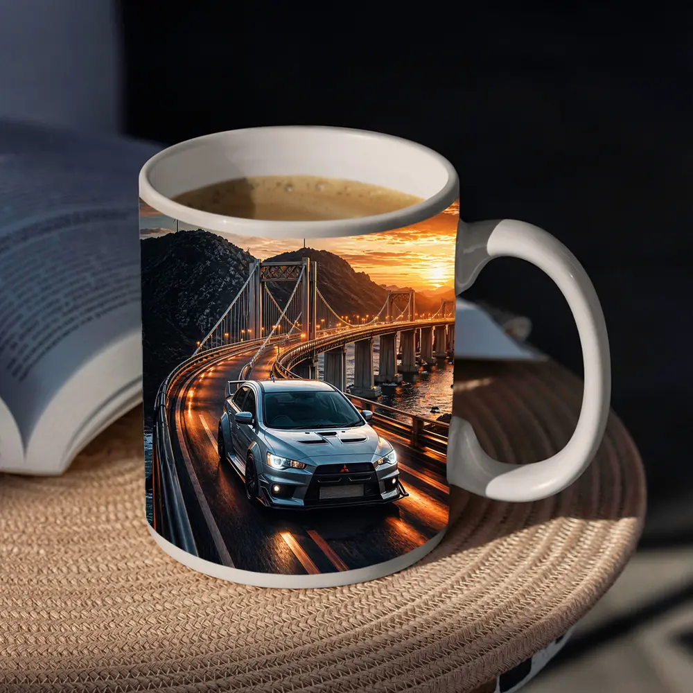 Mitsubishi Lancer Evolution Bridge Sunset Drive – Mugs