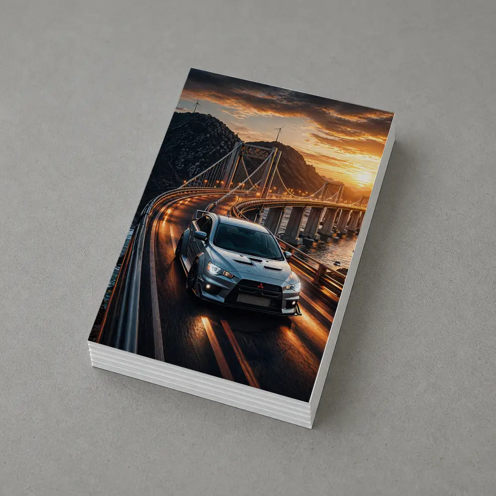 Mitsubishi Lancer Evolution Bridge Sunset Drive – Postcards