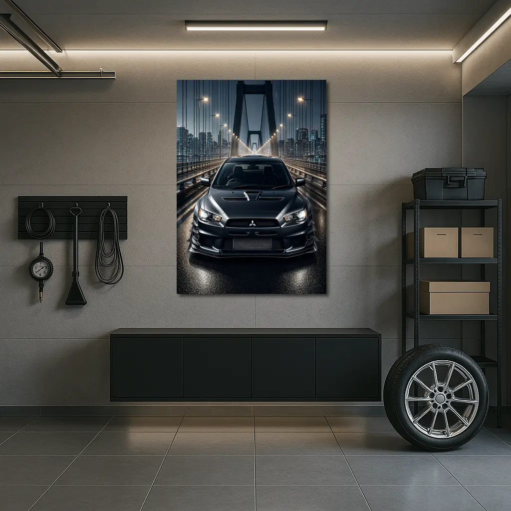 Mitsubishi Lancer Evo Night Bridge Drive – Wall Art