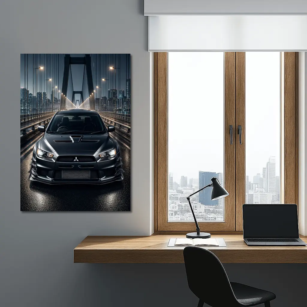 Mitsubishi Lancer Evo Night Bridge Drive – Wall Art