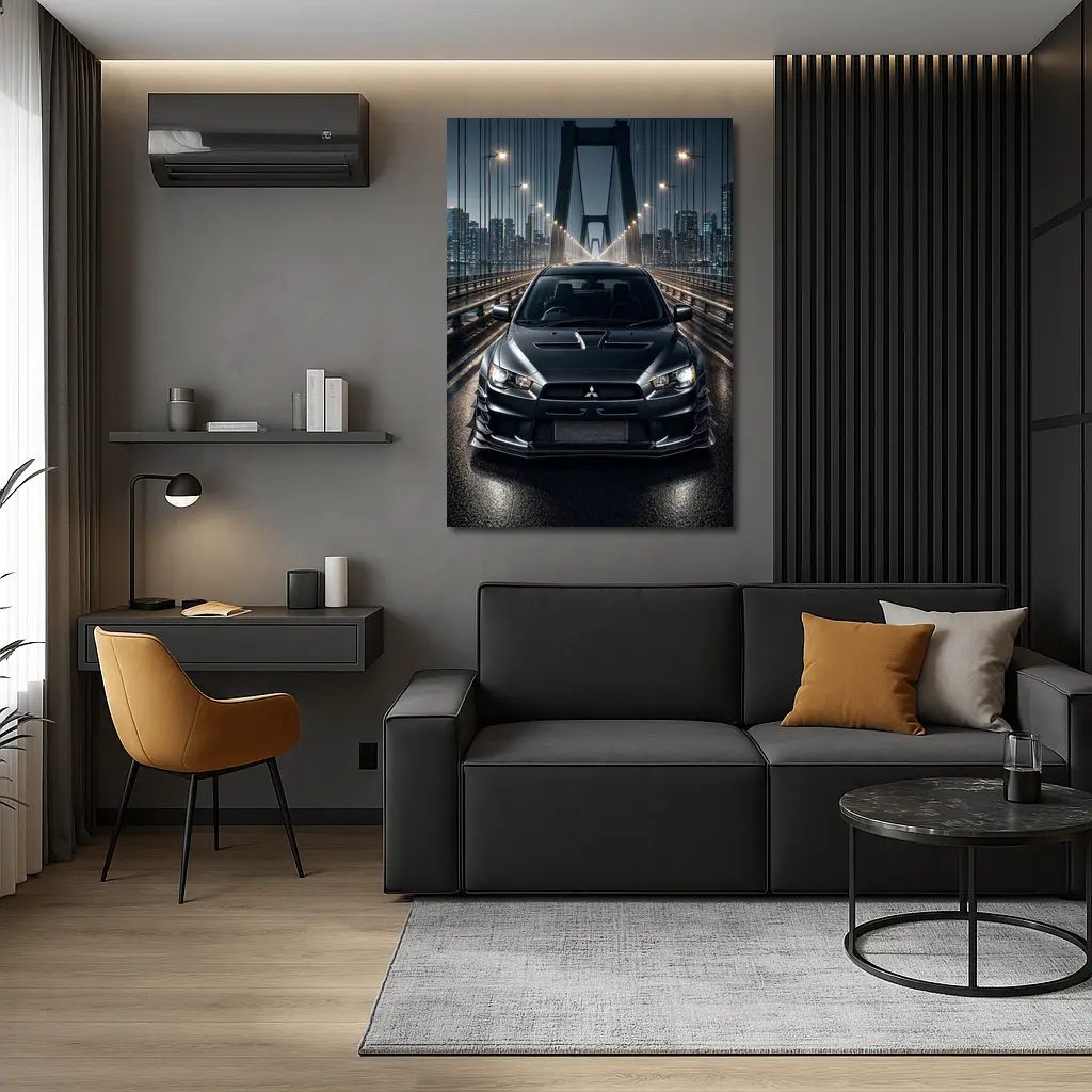 Mitsubishi Lancer Evo Night Bridge Drive – Wall Art
