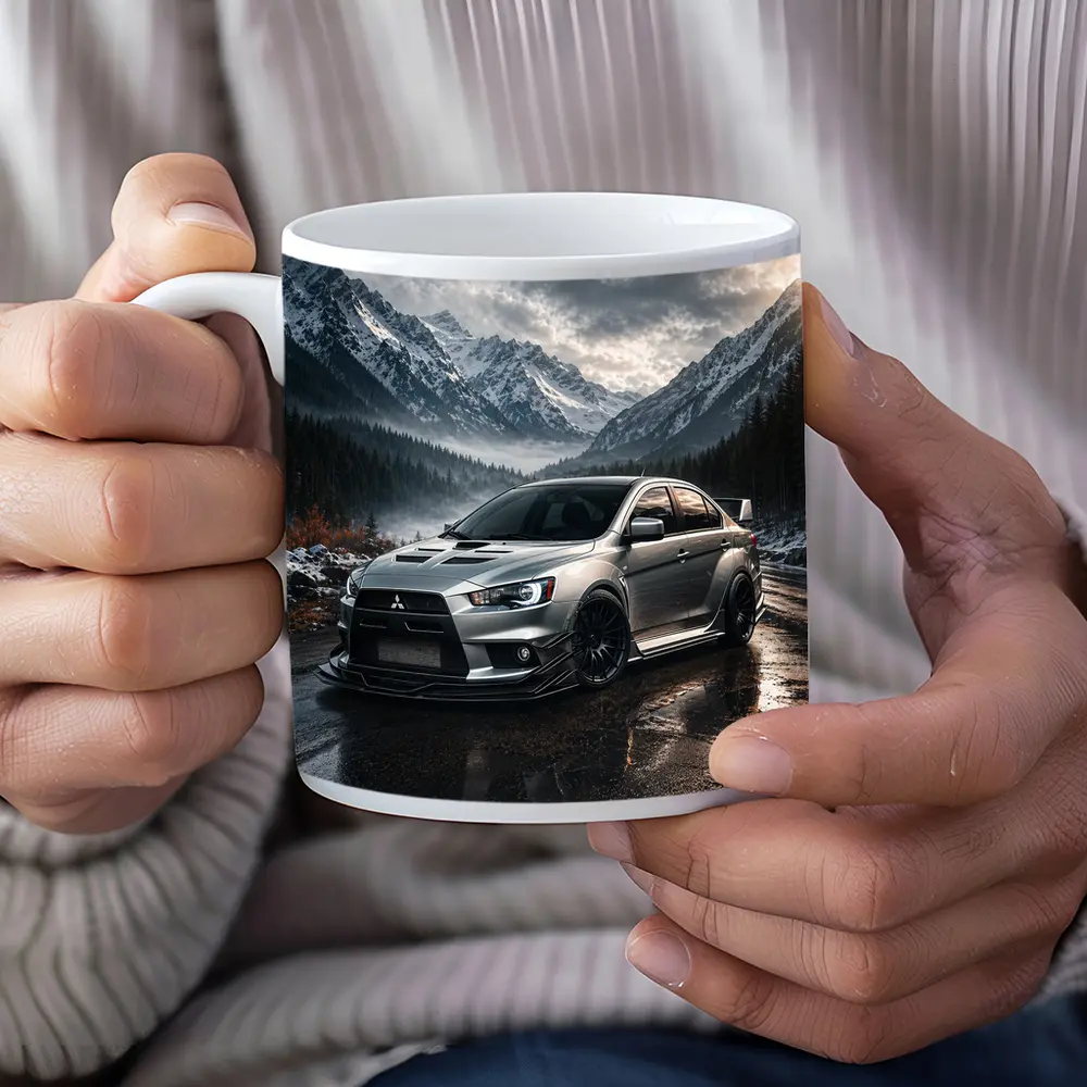 Mitsubishi Lancer Evolution Snowy Mountain Road – Mugs
