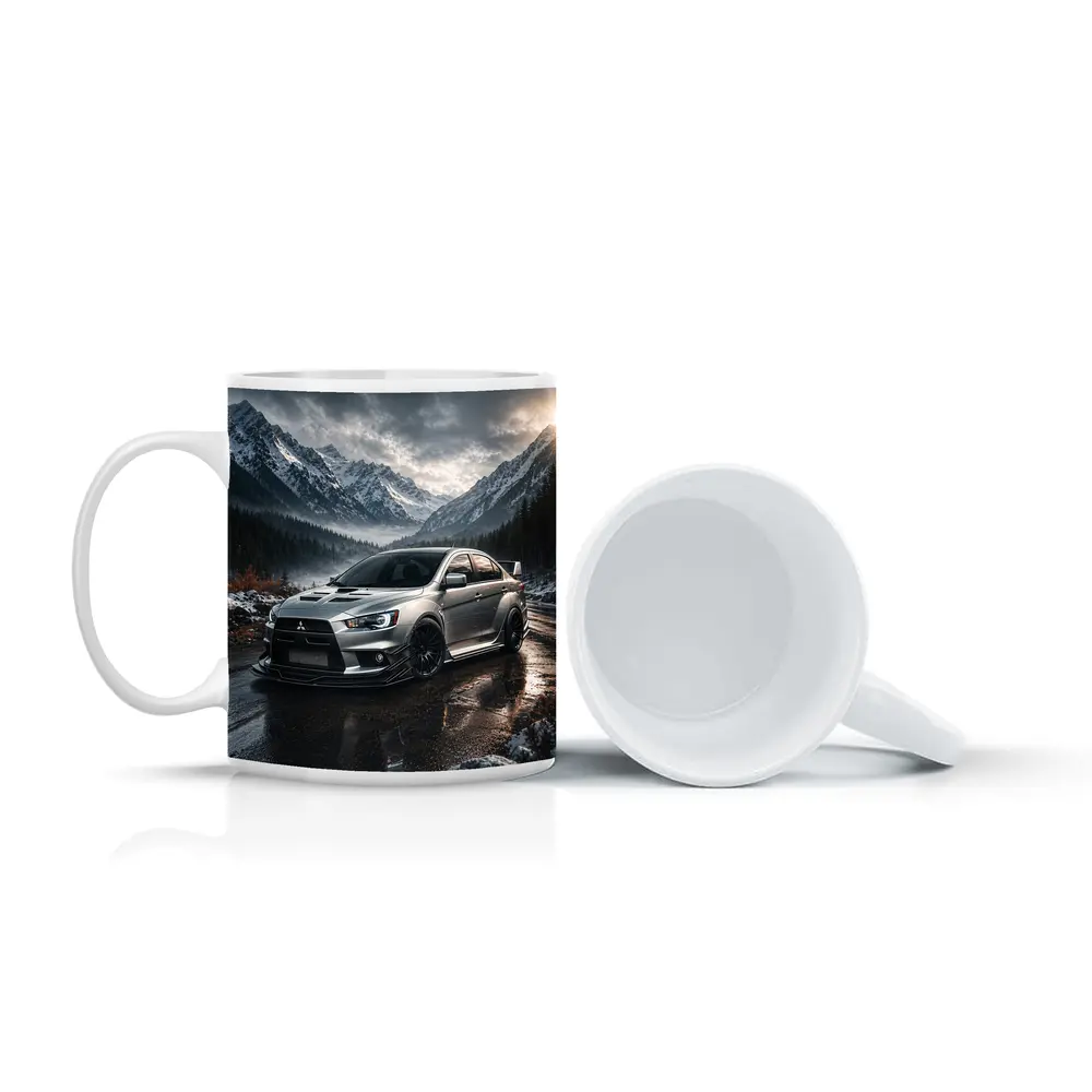 Mitsubishi Lancer Evolution Snowy Mountain Road – Mugs