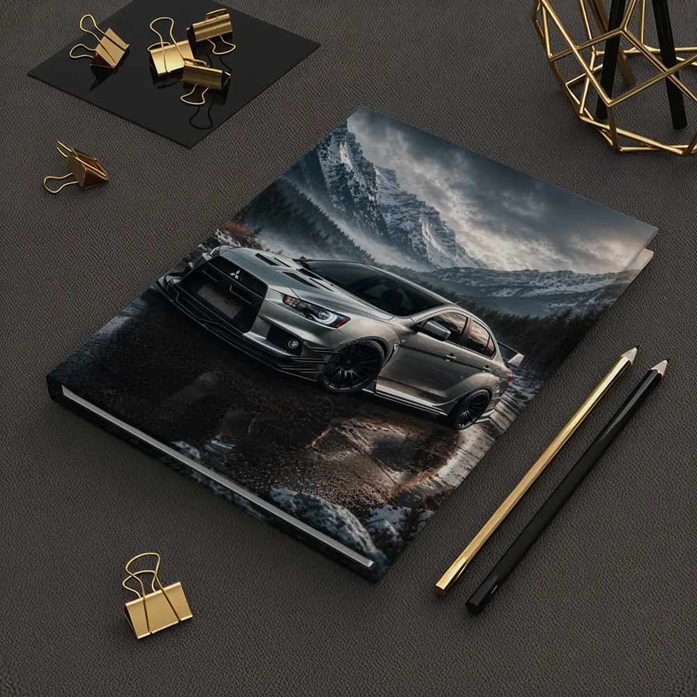 Mitsubishi Lancer Evolution Snowy Mountain Road – Notebooks