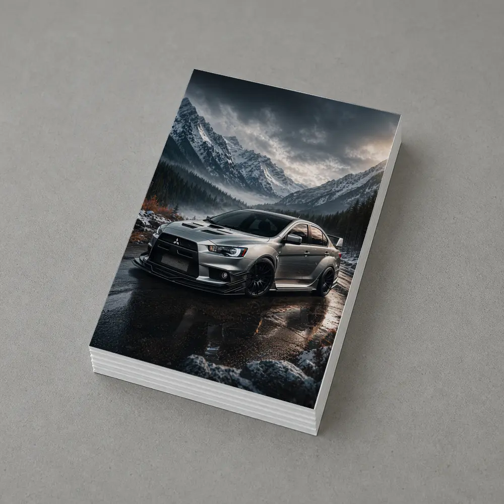 Mitsubishi Lancer Evolution Snowy Mountain Road – Postcards